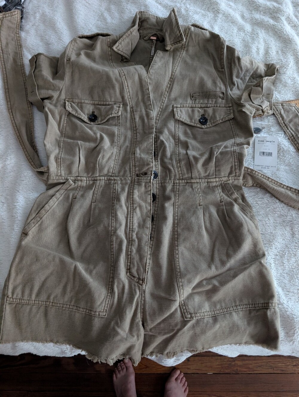 NWT Free People Utility-inspired Khaki Romper
